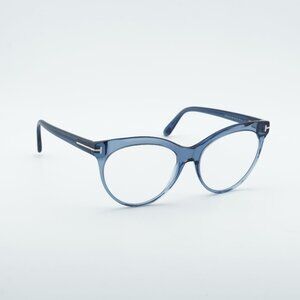 Tom Ford FT5827-B 090 Eyeglasses Blue 55mm Cat Eye Frame, Blue Light Block